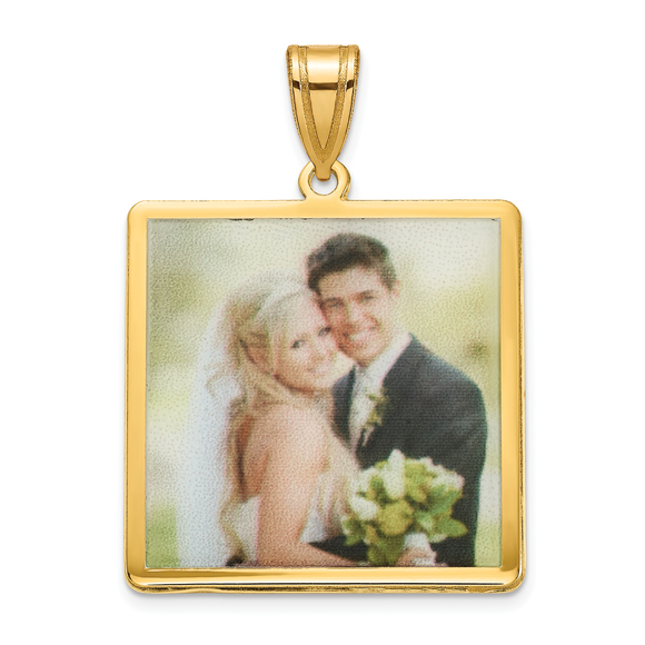 Sterling Silver/Gold-plated Square Picture Jewelry Pendant - Picture 1 of 3